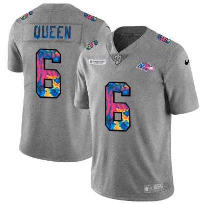 Baltimore Baltimore Ravens #6 Patrick Queen Men's Nike Multi-Color 2020 NFL Crucial Catch NFL Jersey Greyheather